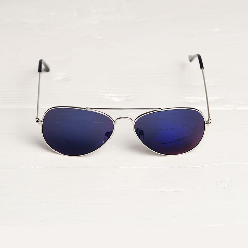 Pilotenbrille - Sonnenbrille - M - blau verspiegelt