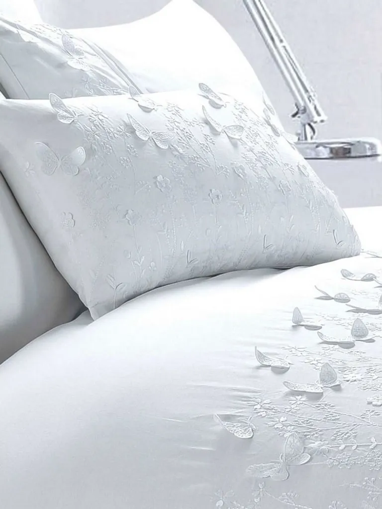 Housse de couette Superking Papillon blanc et taies en polycoton