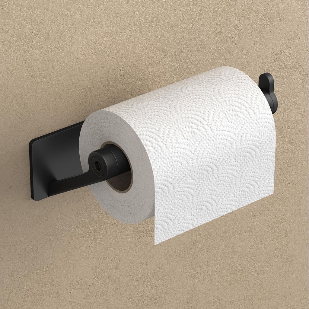 doporro Toilettenpapierhalter selbstklebend, Klopapierhalter aus Edelstahl ohne Bohren, Klorollenhalter für Badezimmer, Matt schwarz Lino-02
