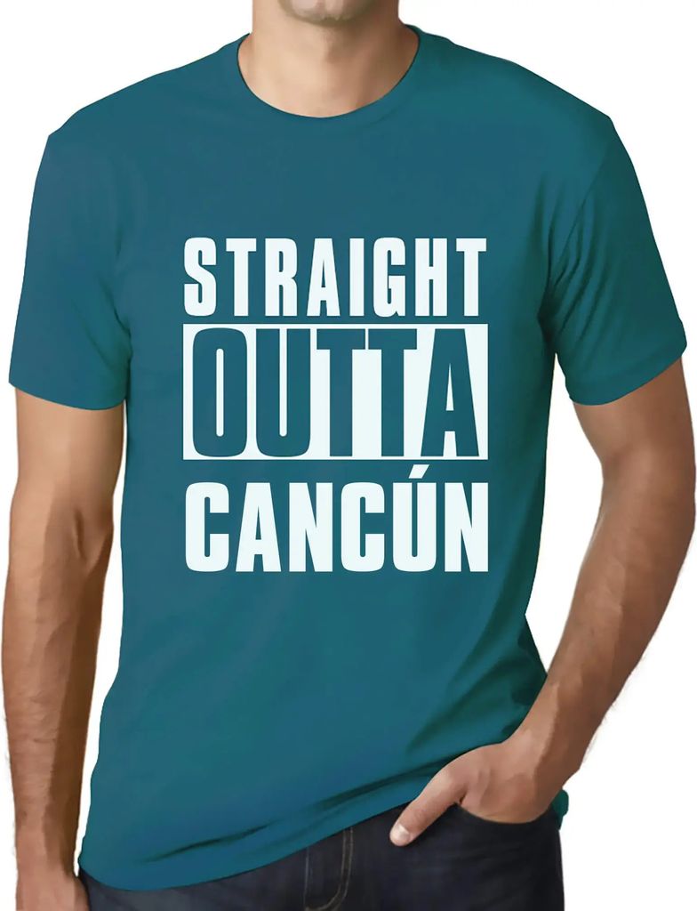 Herren Grafik T-Shirt Straight Outta Cancún Öko-Verantwortlich Vintage Jahrgang Kurzarm Lustige Druck Geburtstag Geschenk Mann