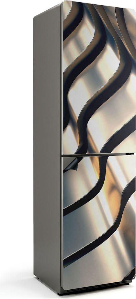 Metallische Texturwellen – Magnetische Kühlschrank Abdeckung – Dekorfolie magnetisch Küche – Kühlschrank Magnet Deko – selbstklebende Ma...