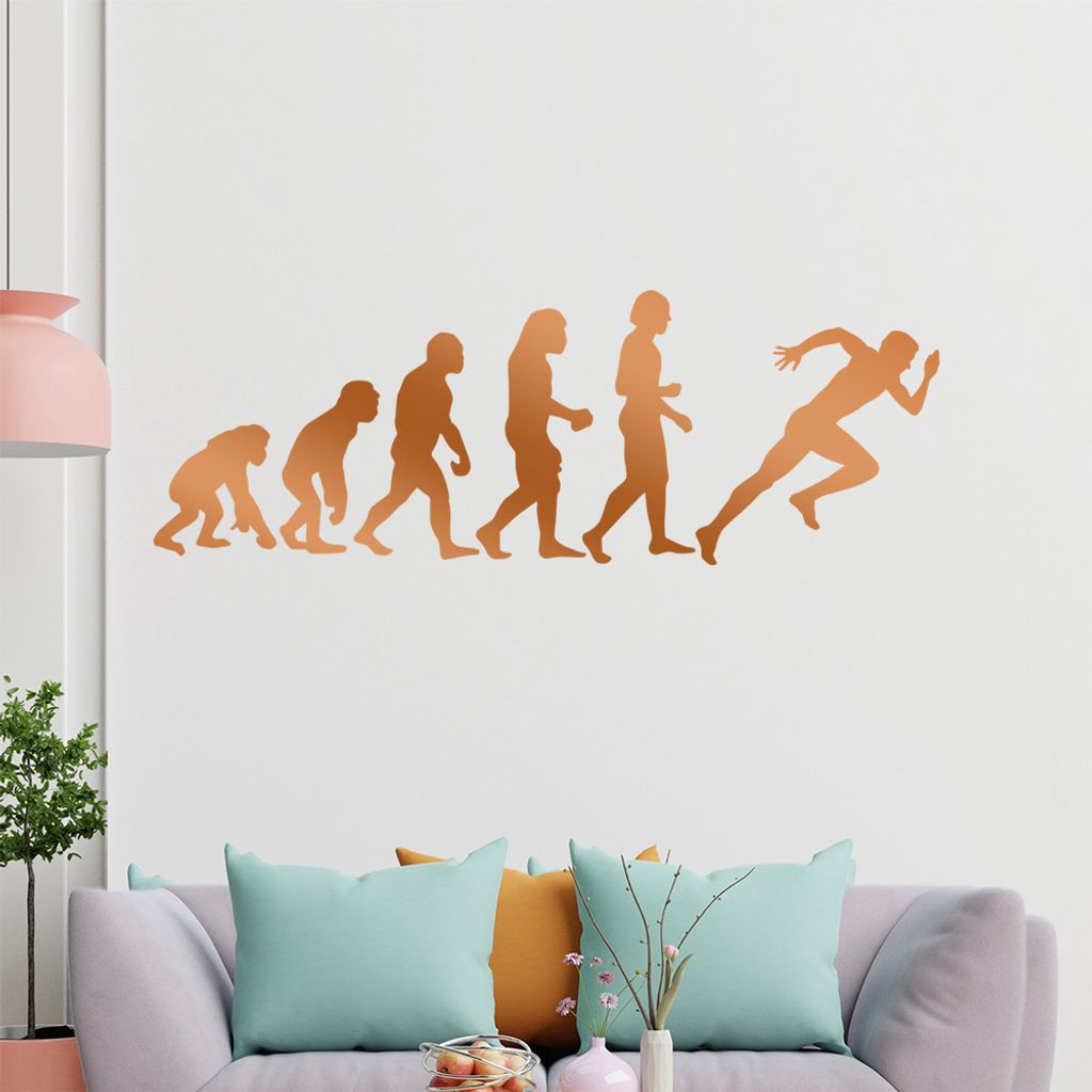 KIWISTAR Evolution Läufer Charles Darwin laufend Wandtattoo in 6 Größen - Wandaufkleber Wall Sticker - Dekoration, Küche, Wohnzimmer, Schlafzim...