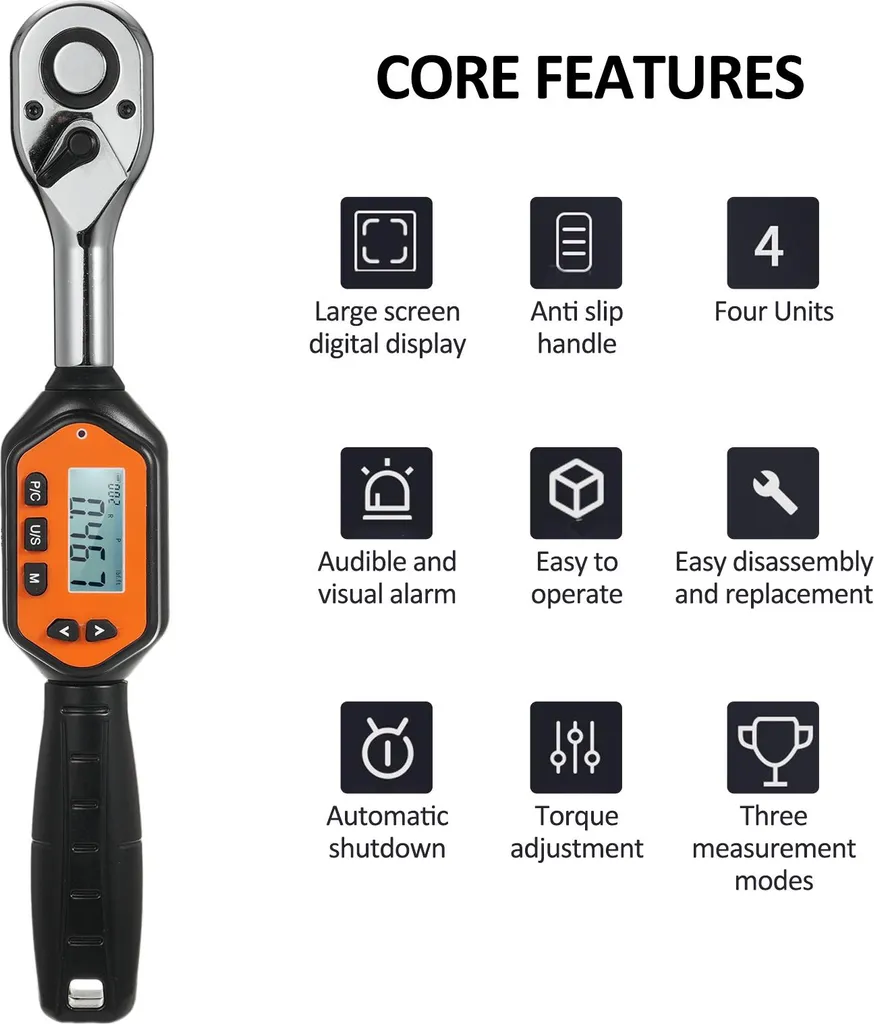 EWM-R-100 Mini Clé à Molette Digitale 1/2'' avec Écran LCD Rétro-éclairé