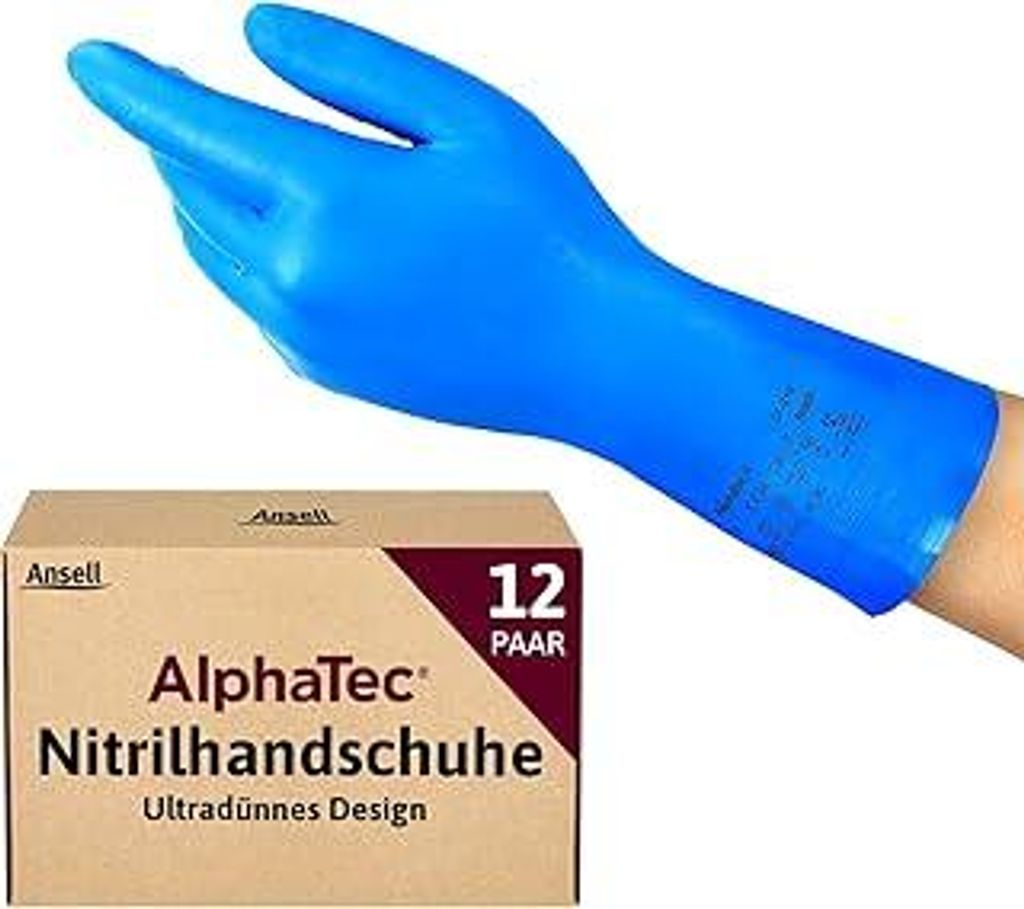 Ansell AlphaTec 37-310, Vielseitige Nitrilhandschuhe, Wiederverwendbare Handschuhe, Latexfreie Chemikalienschutzhandschuhe, Koch- und Reinigungshan...