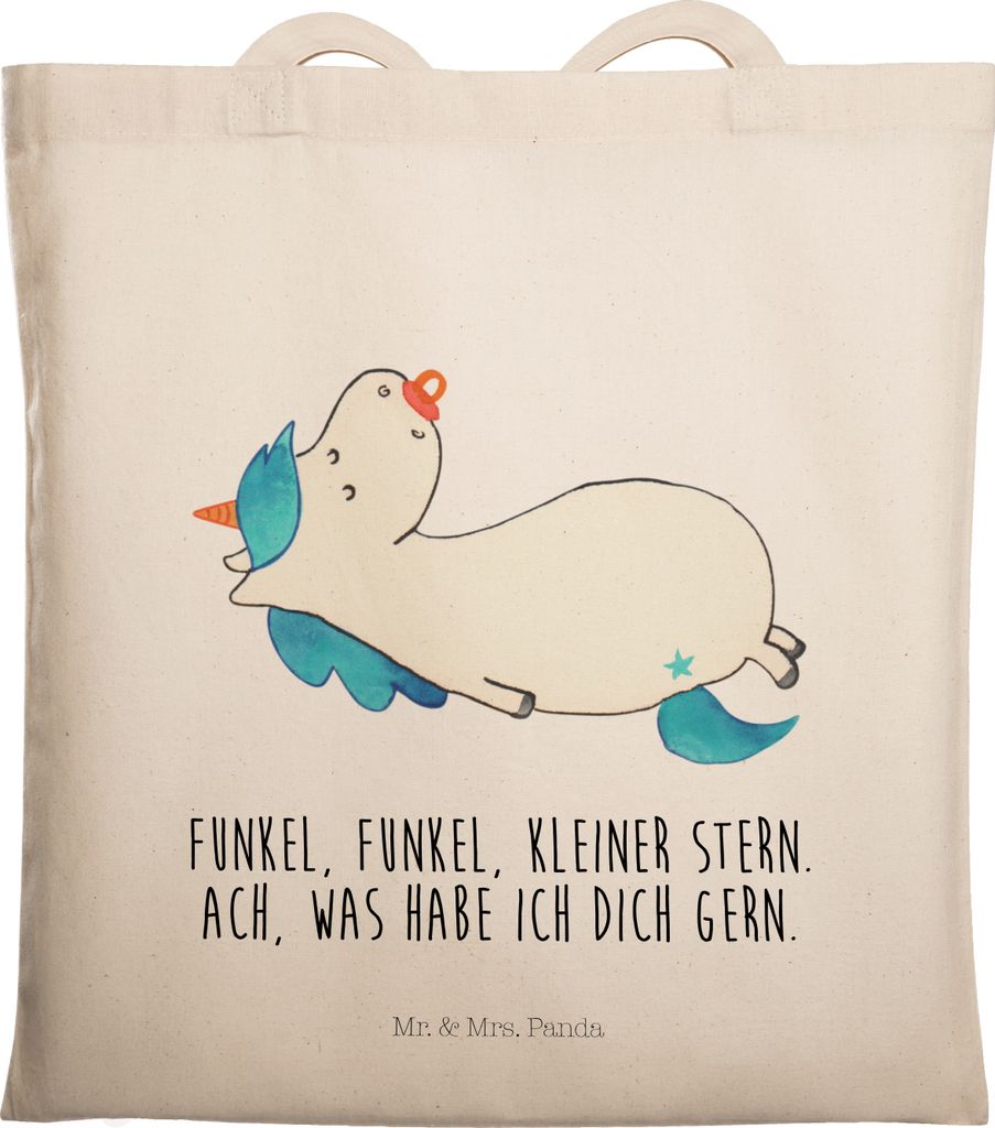 Mr. & Mrs. Panda Tote Bag Einhorn Schnuller - Transparent - Geschenk, Beutel, Einhörner, Mama, Laptoptasche, Freizeittasche, Baby, Tasche, Geburts...