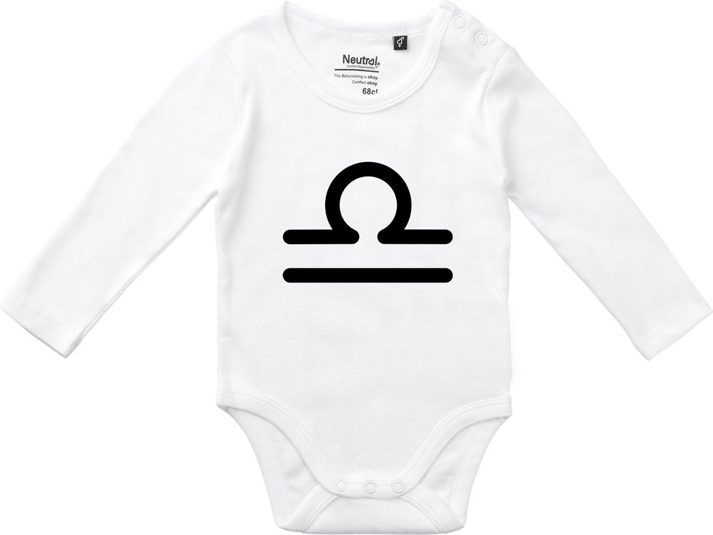 Huuraa Baby Body Waage Sternzeichen Zeichen 62 White Baumwolle Fairtrade Langarmbody Geschenkidee