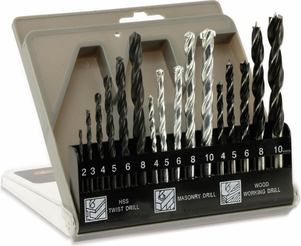 MASTERPROOF PROFESSIONAL Kombi-Bohrer-Satz, 6xMetall, je 5x Stein, 5x Holz, 6x Metall, in Box