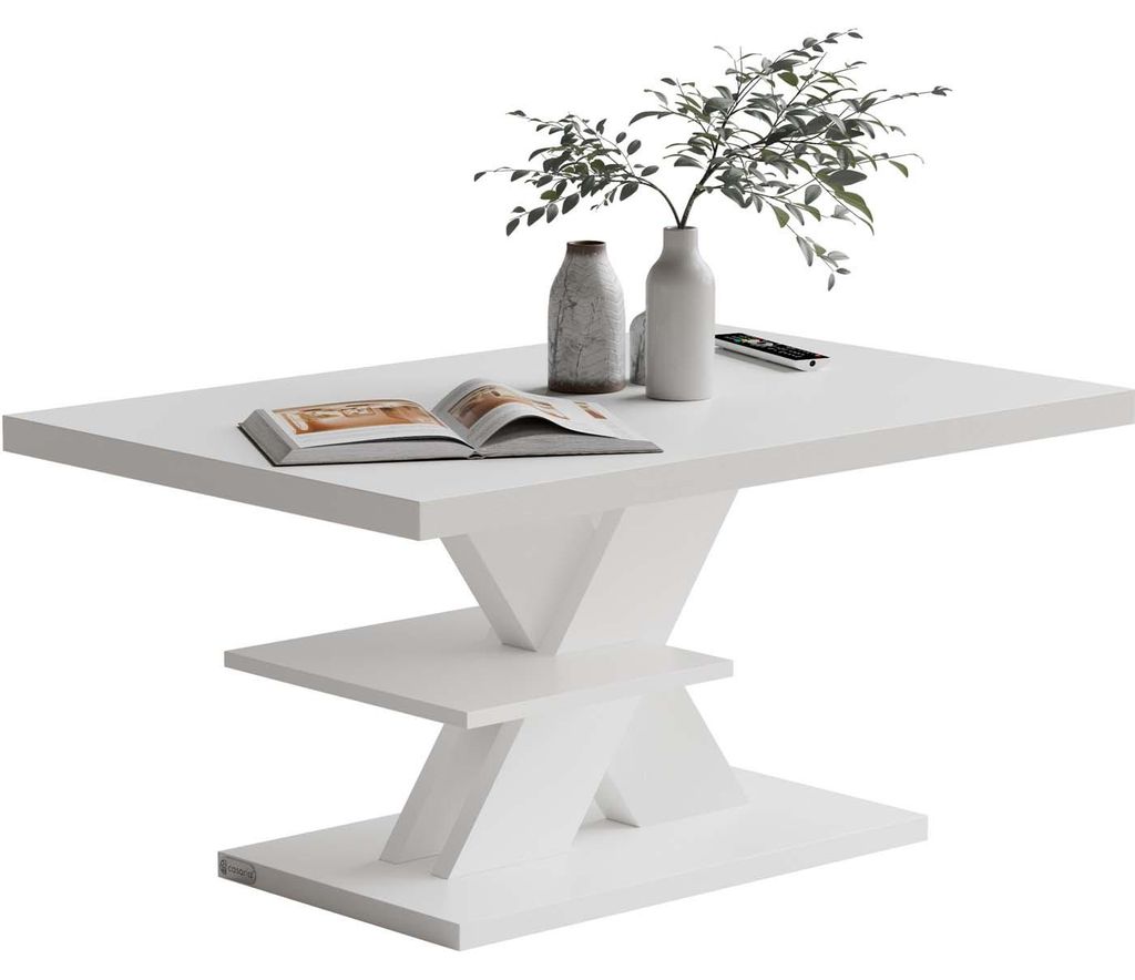 CASARIA® Couchtisch Weiß Holz Stauraum Ablage Kratzfest Produktbild 