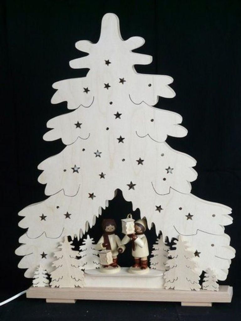 Schwibbogen Tanne mit Laternenkinder und Beleuchtung BxHxT 36x43x7cm NEU