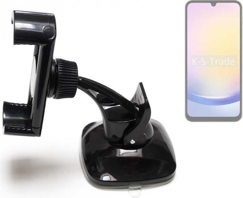 K-S-Trade kompakte Handy-Halterung Windschutzscheibe kompatibel mit Samsung Galaxy A25 5G Armaturenbrett schwarz Autohalterung KFZ Halter