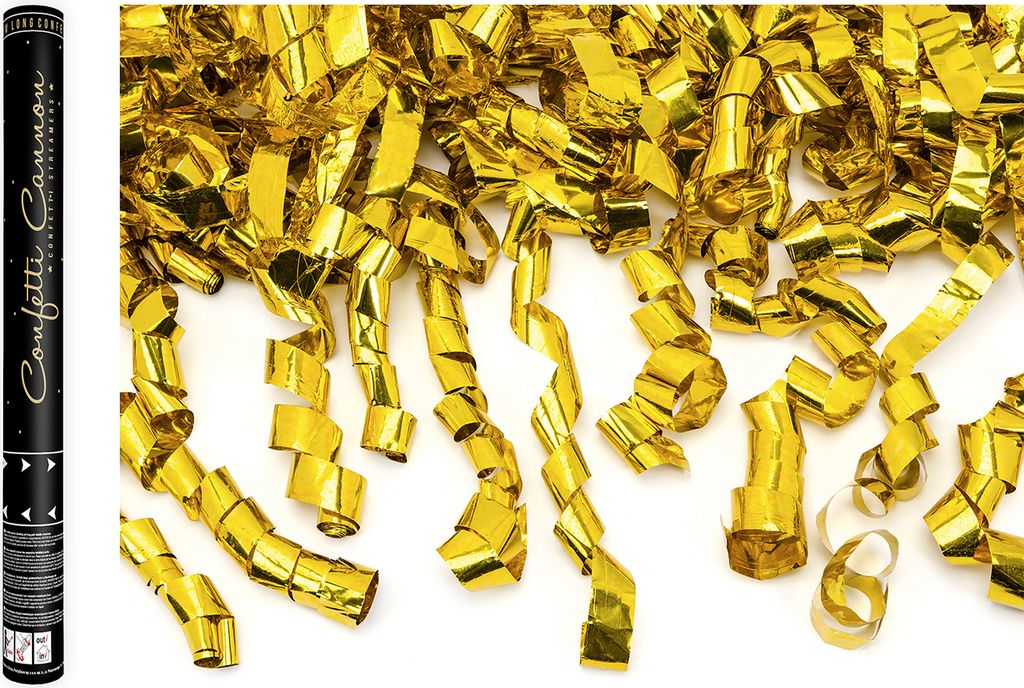 Cannone di coriandoli con stelle filanti 40 cm oro Immagine del prodotto 