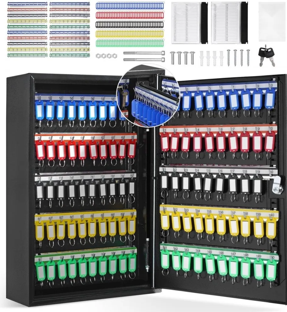Armoire à clés verrouillable noire - Capacité 20 clés avec 4 fiches