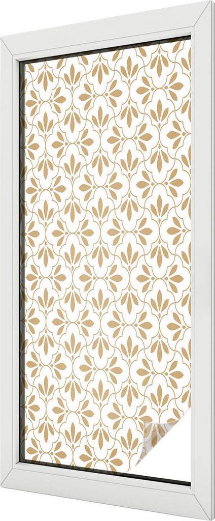 Buntglas Fensterfolie – 116x50 cm – Stained-Glass Design – blickdichte dekorative Sichtschutzfolie – selbstklebend, UV-Schutz – Pflanzene...