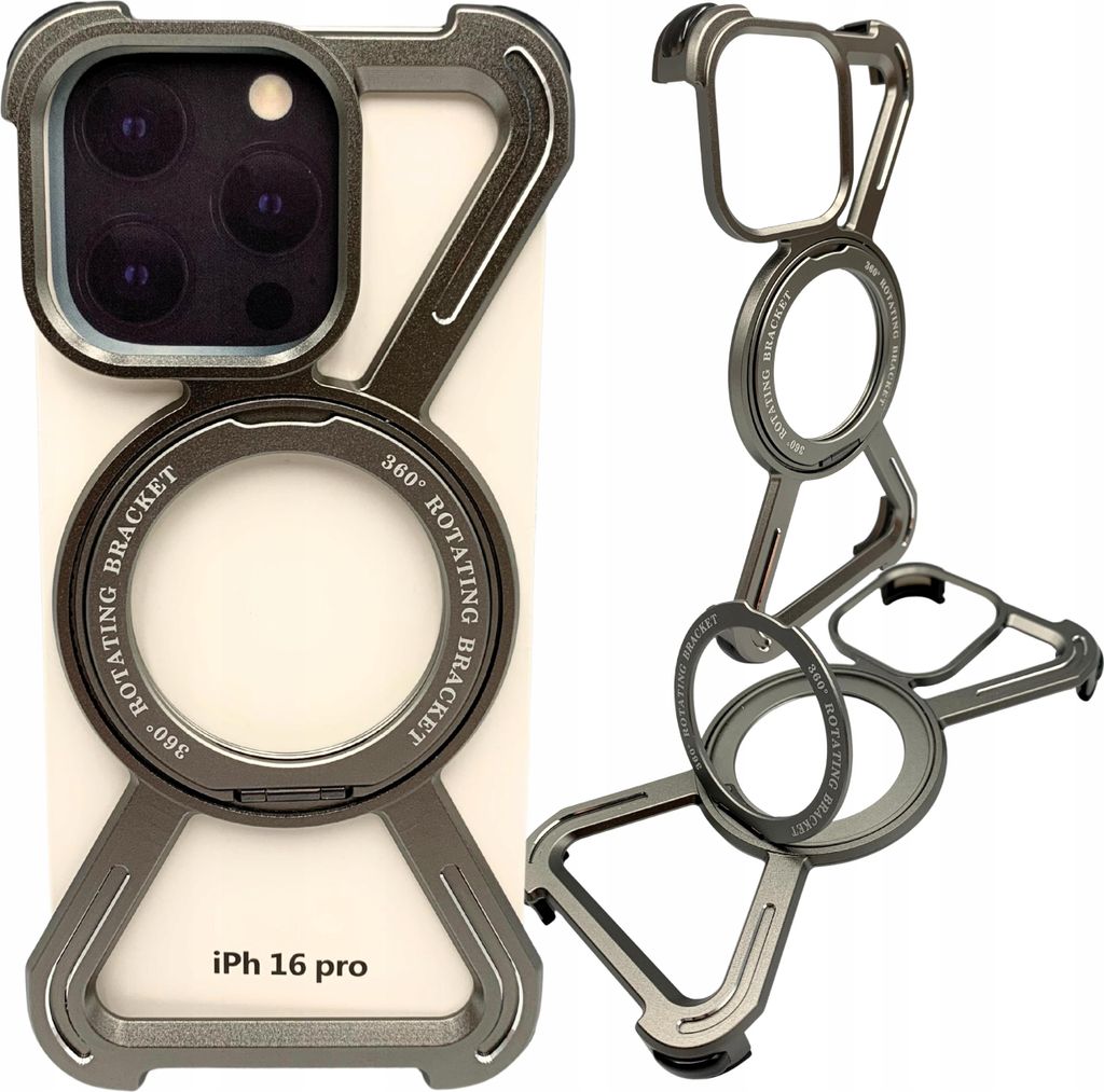 Hülle für Iphone 16 PRO Gepanzerte Magsafe Metallhülle Titan 360 Halter