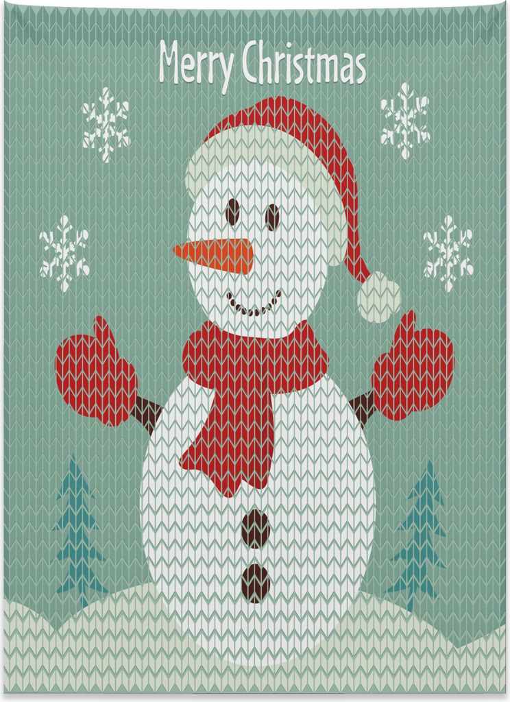 Abakuhaus Schneemann Wandteppich, Traditioneller Feiertag aus Weiches Mikrofaser Stoff Kein Verblassen Klare Farben Waschbar, 110 x 150 cm, Mehrfar...