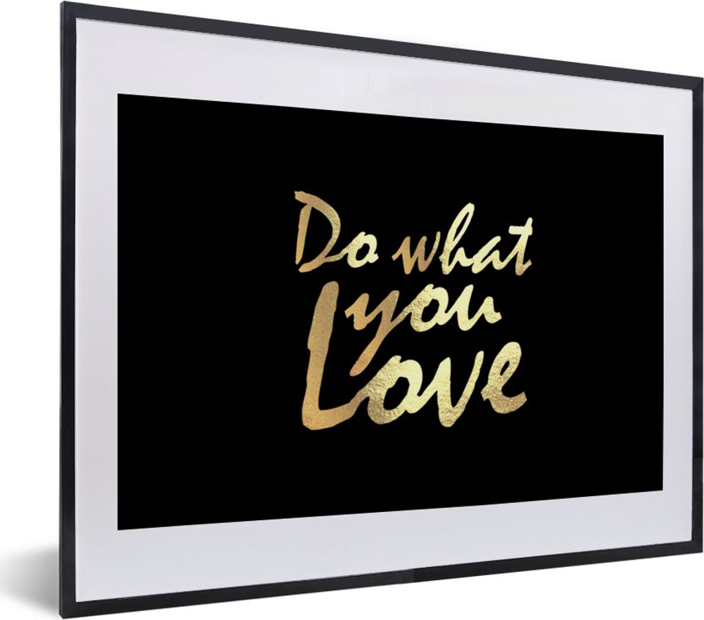 MuchoWow Gerahmtes Poster Zitat - Liebe - Schwarz - Gold 40x30 cm - Poster mit Schwarzem Bilderrahmen Wandposter Rahmen Foto Bilder - Bilderrahme...