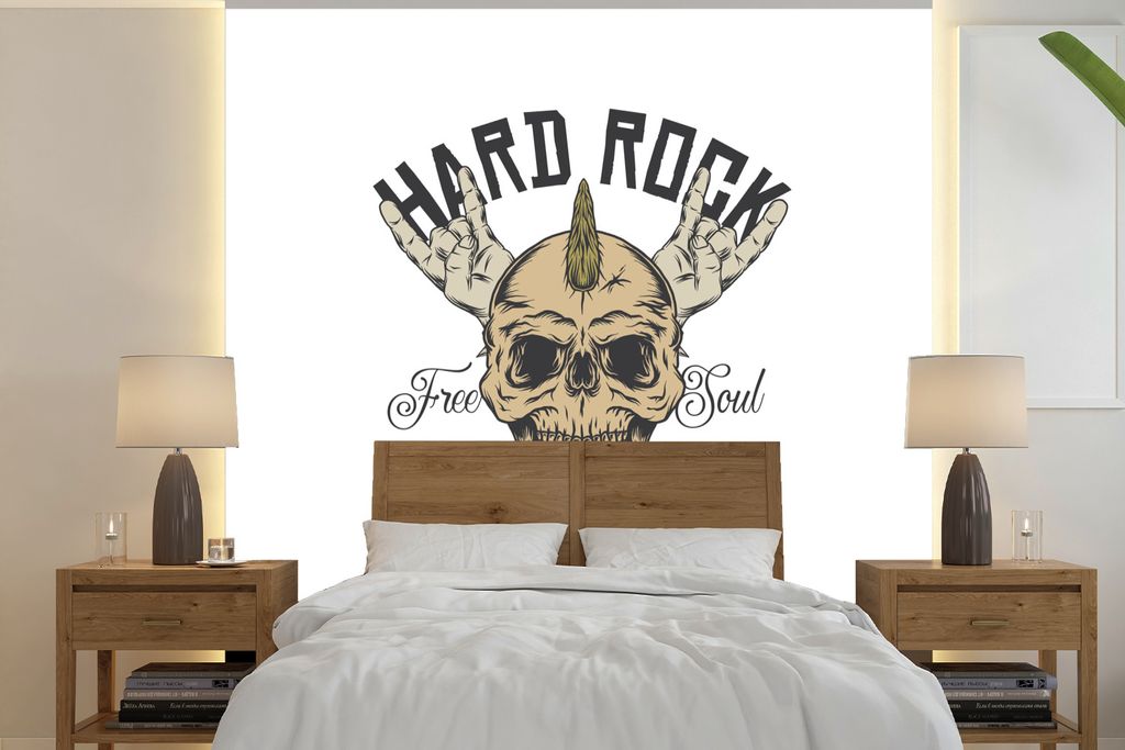 MuchoWow Fototapete für Wohnzimmer oder Schlafzimmer Wandtapete Vinyl Motivtapete Vintage - 'Harter Fels bleibt treu, hart leben' - Sprichwörte...