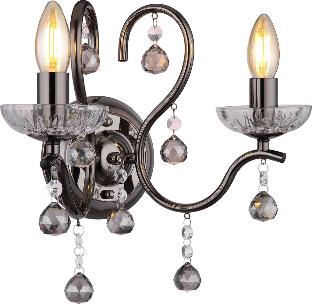 Globo Lighting Wandleuchte Metall schwarz-chrom, 2x E14 Produktbild 