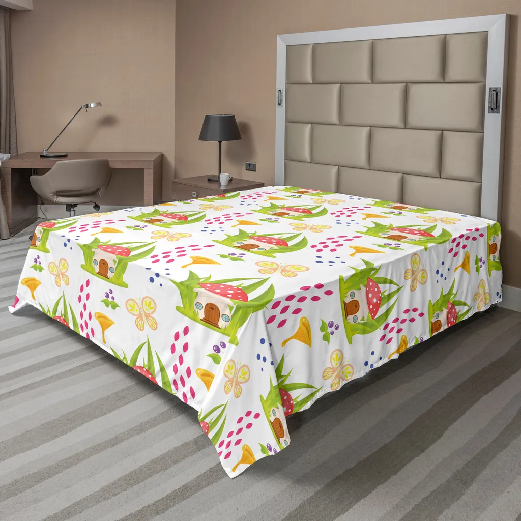 Drap de lit plat motif champignon féerique ABAKUHAUS 275 x 260 cm