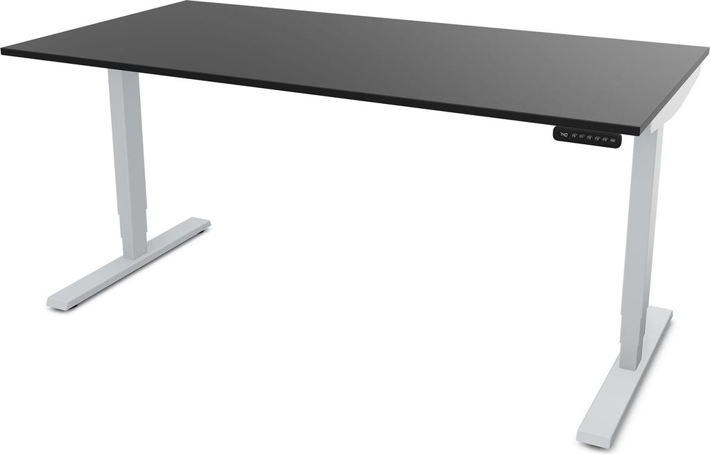 ASSMANN Elektrisch höhenverstellbarer Schreibtisch Y-Line Schwarz Weißaluminium, 160x80cm, Memoryfunktion, Kollisionsschutz, 2-fach-Motorik