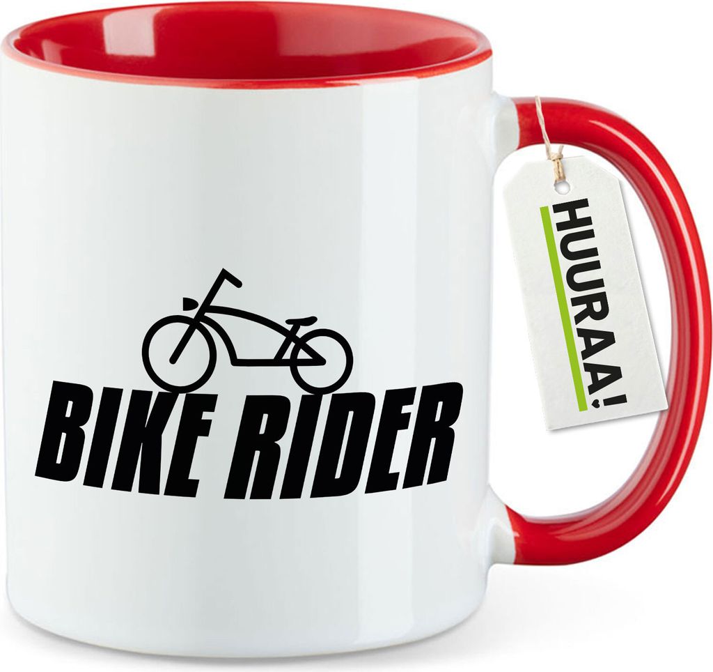 Huuraa Kaffeetasse Bike Rider Fahrrad 330ml Rot Keramik Kaffeebecher Geschenkidee