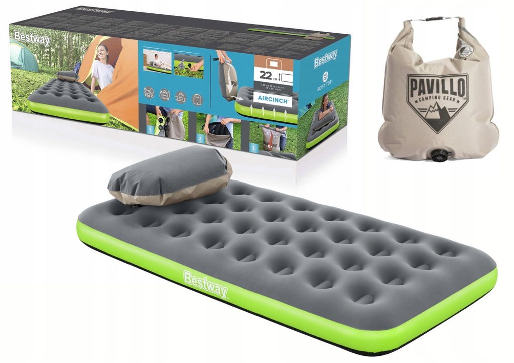 Bestway® Single-Luftbett Roll & Relax mit Kissenpumpe 188 x Produktbild 