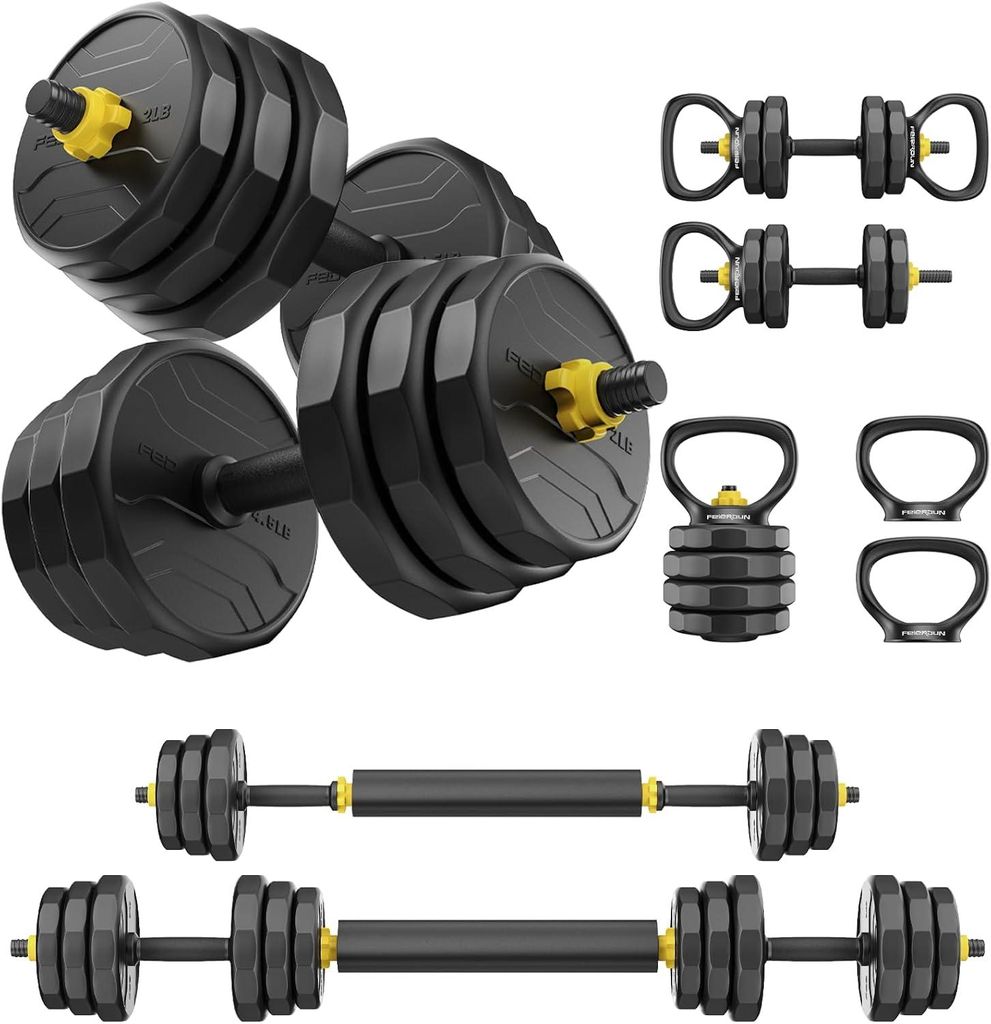 FEIERDUN 22 kg Hantelset, 4-in-1, für Langhantel, Produktbild 