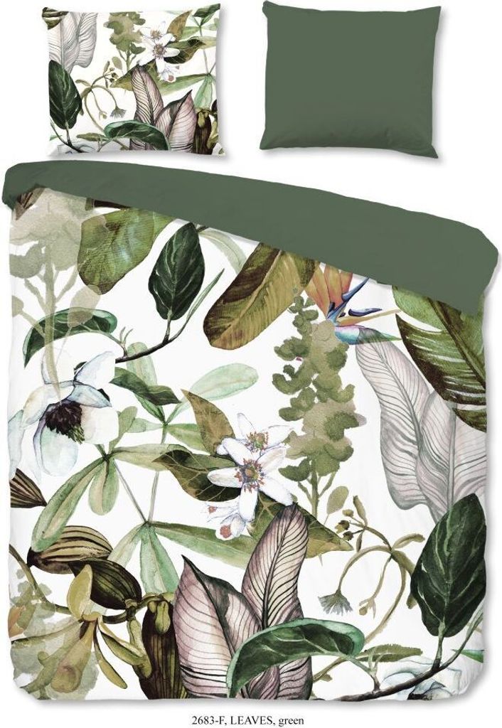 good morning Flanell Bettwäsche 2 teilig Bettbezug 140 x 220 cm Kopfkissenbezug 60 x 70 cm Leaves 2683.44.01 Green