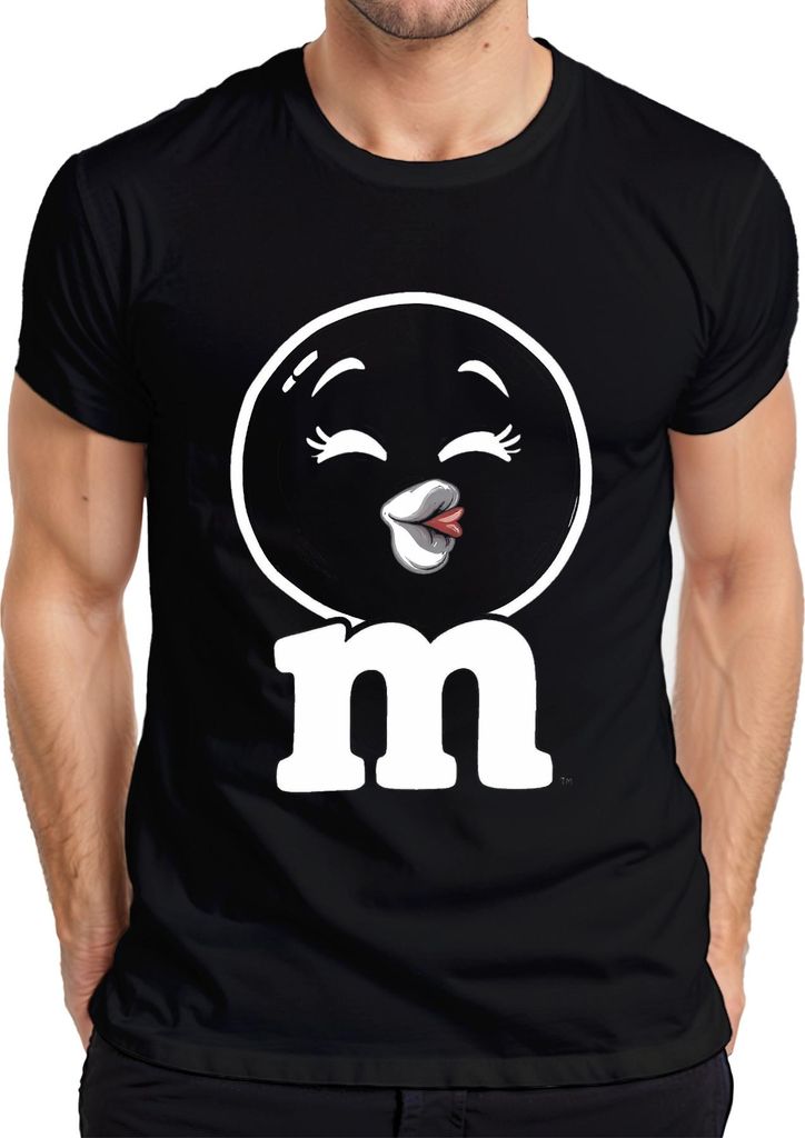 M&M Kuss Schokolade Lippen Karneval fünfte Jahreszeit Kostümersatz Herren T-Shirt, Schwarz, 3XL