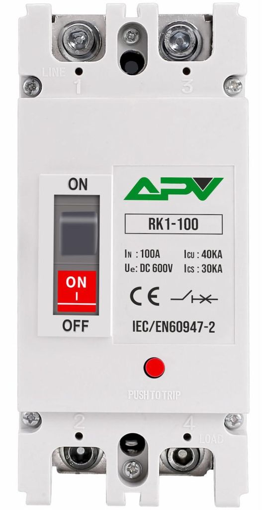 MCCB DC Leitungsschutzschalter 100A / 600V DC 2 Polig PV Batterie
