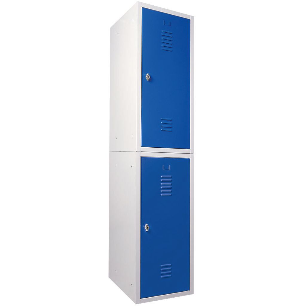 2 Schließfachschränke Stahlblech, HxBxT 900x415x490 mm, grau/blau
