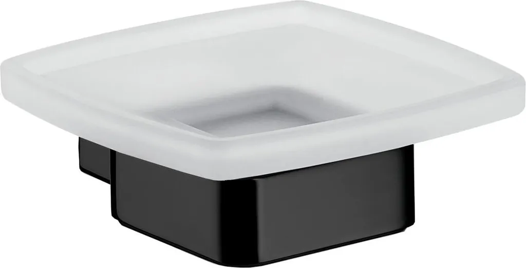 Porte-savon mural gain de place pour lavabo design noir et verre satiné