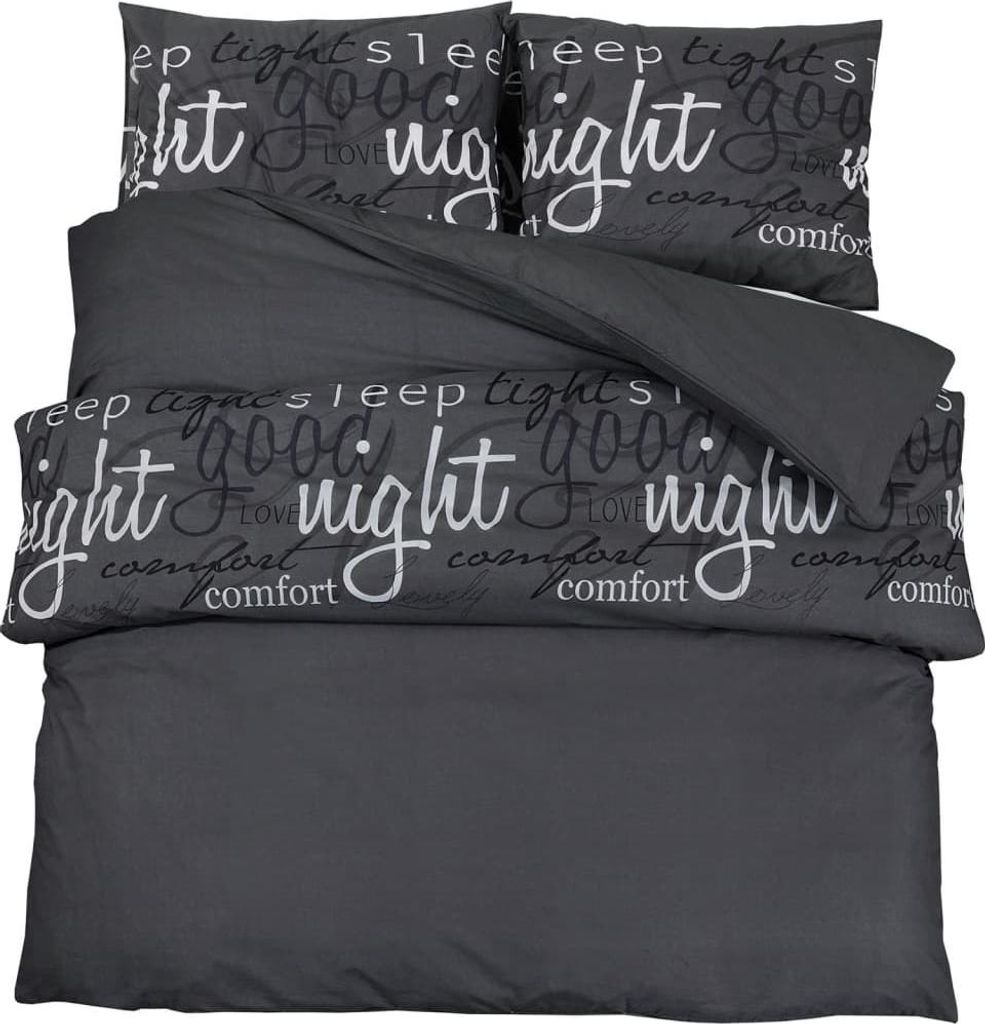 vidaXL Bettwäsche-Set Schwarz 240x220 cm Baumwolle