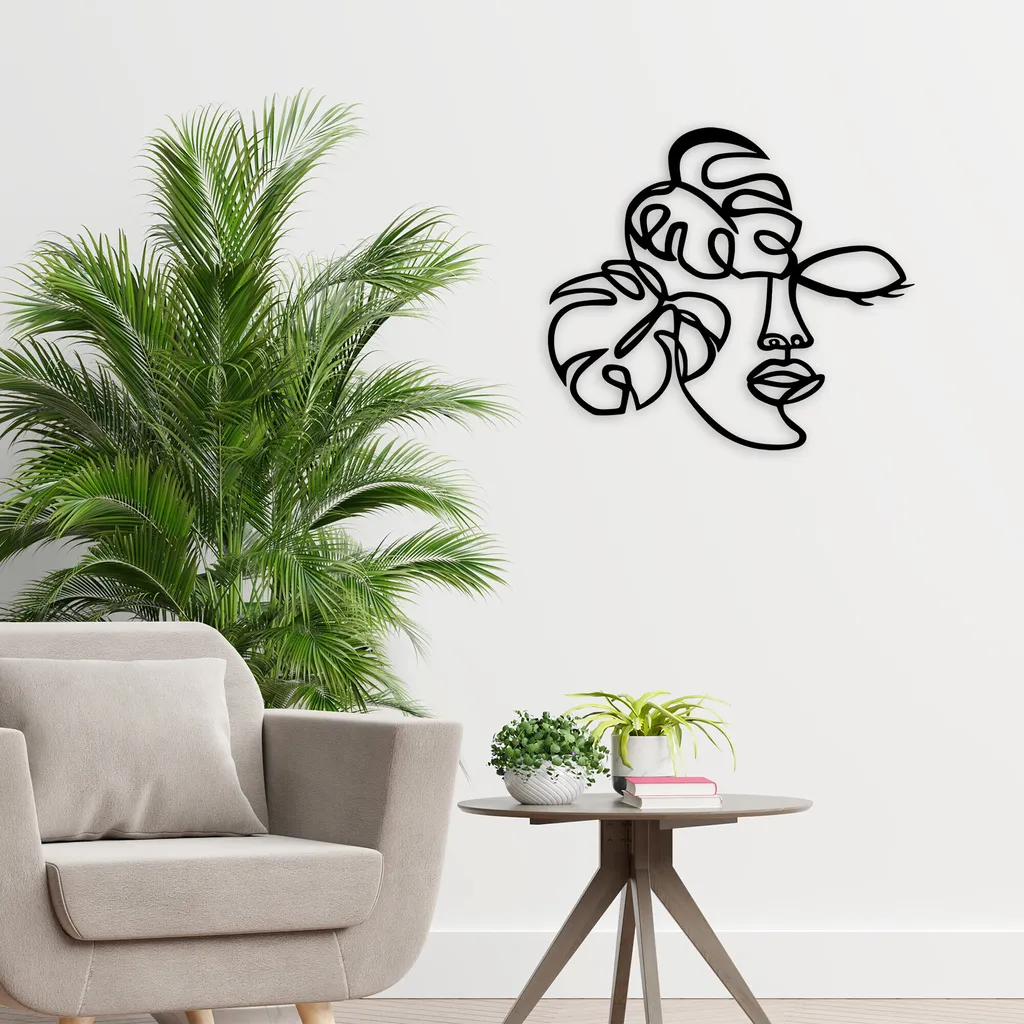 Wallity Face TNL1934 Nero Metallo - Decorazione Casa 75x65 cm