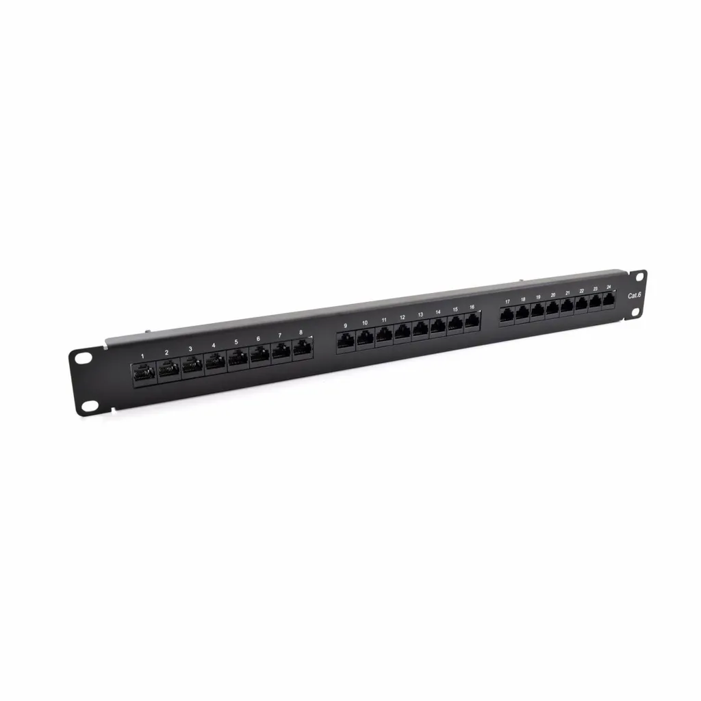 Patchpanel Cat6 UTP 24-Port RJ-45 avec Tablette de Support Arrière 1U