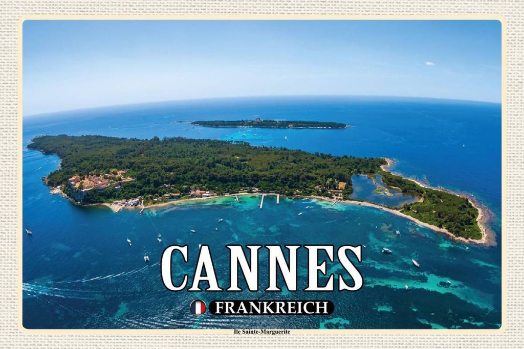 vianmo Holzschild 12x18 cm Cannes Frankreich Ile Sainte-Marguerite
