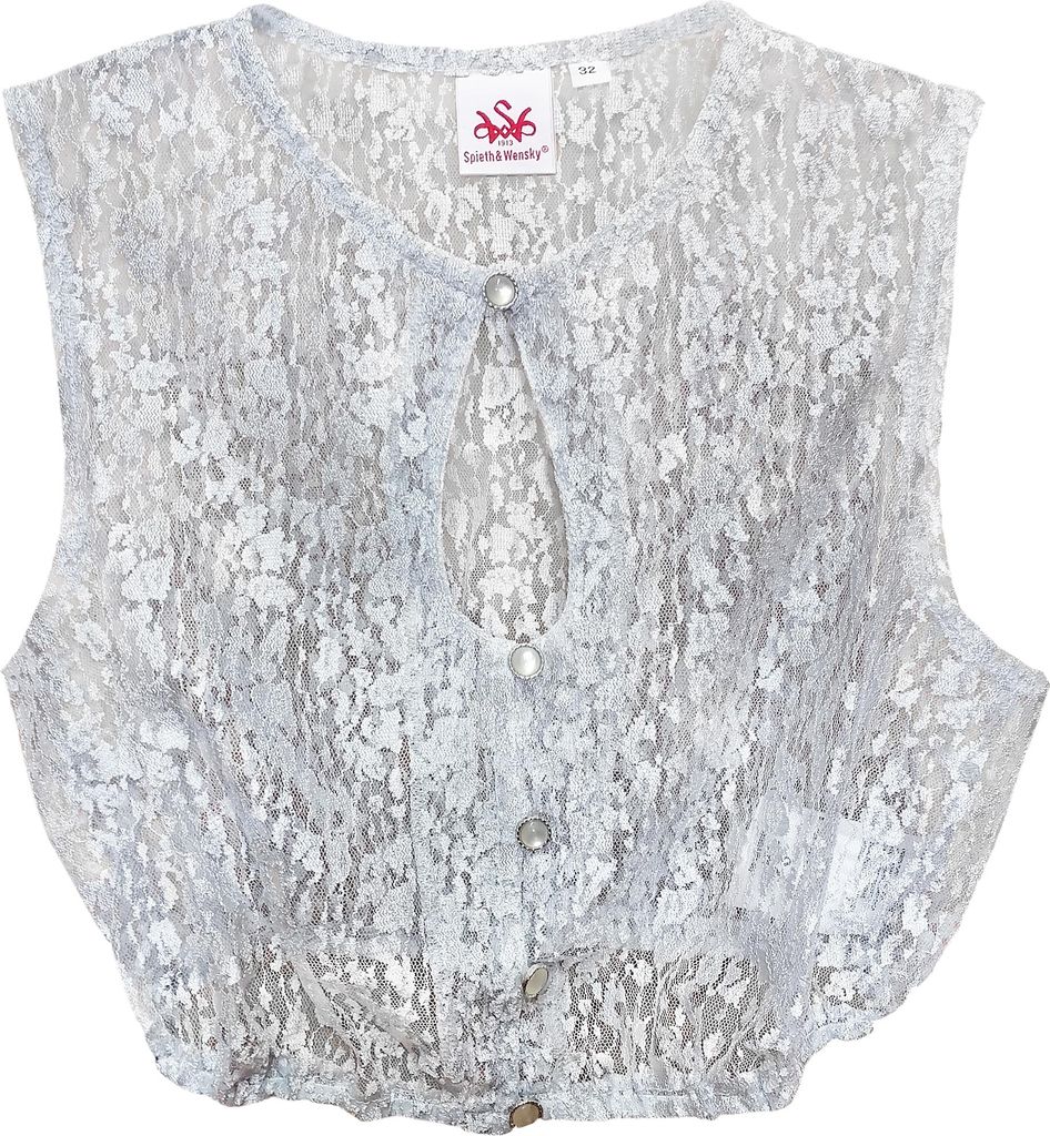 Dirndlbluse Fjord | Kurzarm -Bluse aus Spitze, Farbe:Weiß, Größe:42/XL