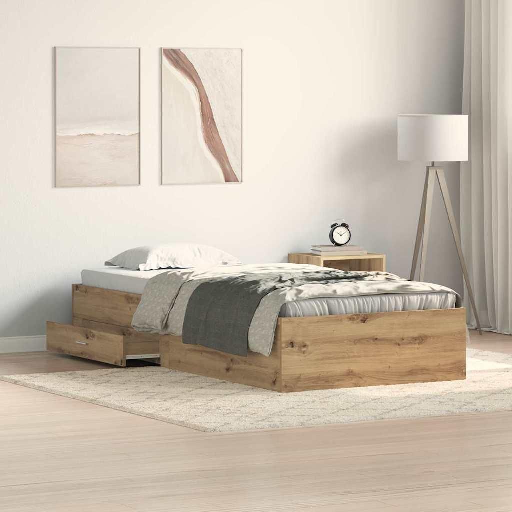 Maison Exclusive - Bettrahmen Artisan-Eiche 100 x 200 cm Holzwerkstoff