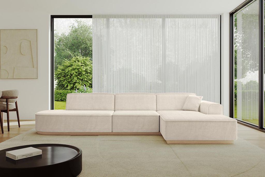ALTDECOR Ecksofa in L-Form IREA-L2 327x165x80 cm Beige Corner Sofa Eckcouch Couch Wohnlandschaft Cauchsofa