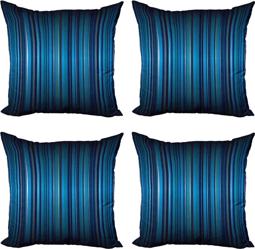 ABAKUHAUS Harbor-Streifen Kissenbezug Set (4 Stück), vibrant Blau, Moderner Doppelseitiger Digitaldruck, 40 cm x 40 cm, Marine-Blau Teal