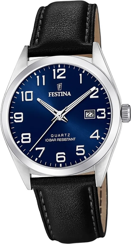 Montre Quartz Festina F20446/2 Noir - Bracelet Cuir et Cadran Lisible