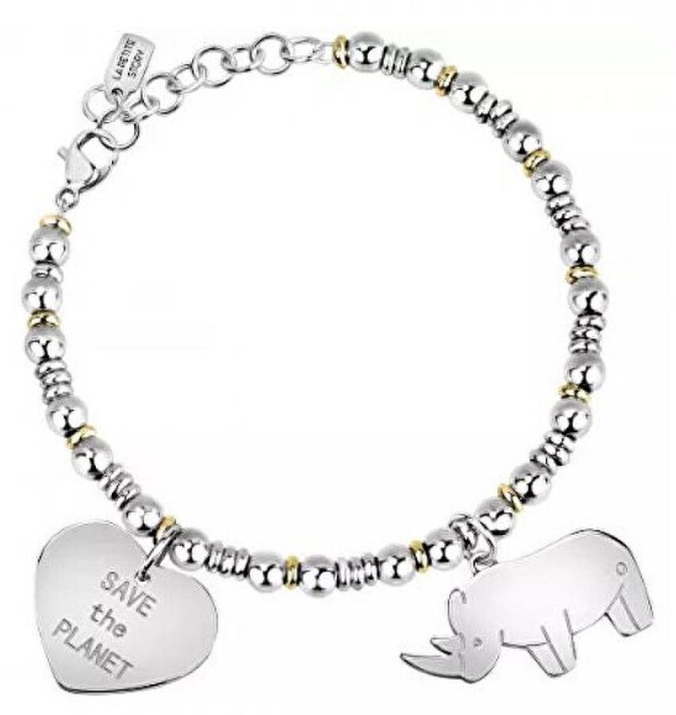 Steel solid bracelet with pendants Save the Planet LPS05ATA12