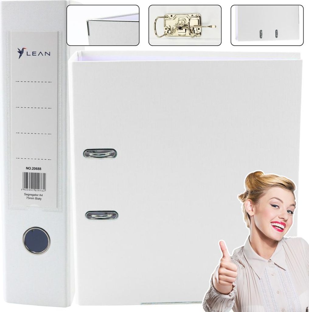 Dokumentenmappe A4/75mm Hebelmechanik weiß
