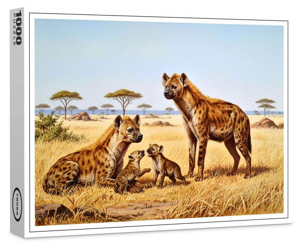 raxxa Premium-Puzzle "Hyänen mit Jungtieren in Afrika", 1000 Teile