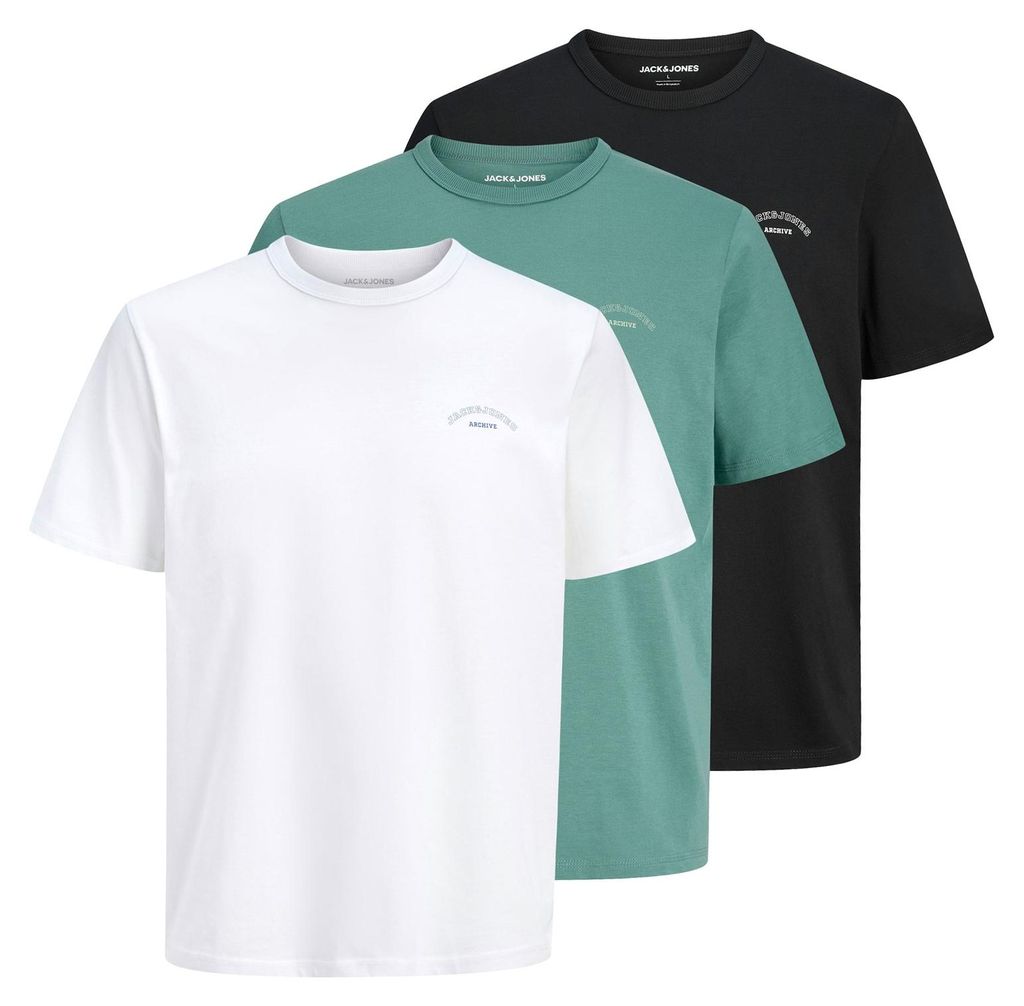 3er Pack JACK & JONES Herren T-Shirts College Logo Tee Crew Produktbild 
