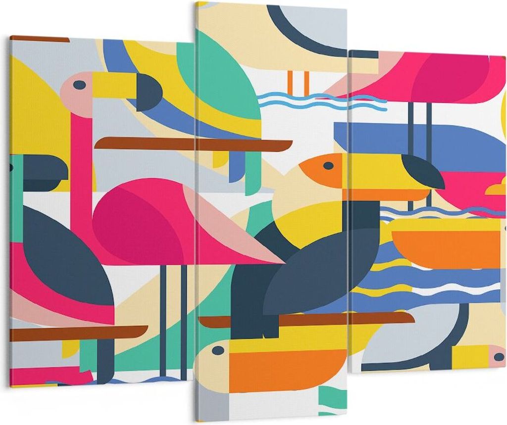 Bild auf Leinwand - Leinwandbild - Vogel Abstraktion - 130x100cm - Wand Bild - Wanddeko - Leinwanddruck - Bilder - Kunstdruck - Wanddekoration - Le...
