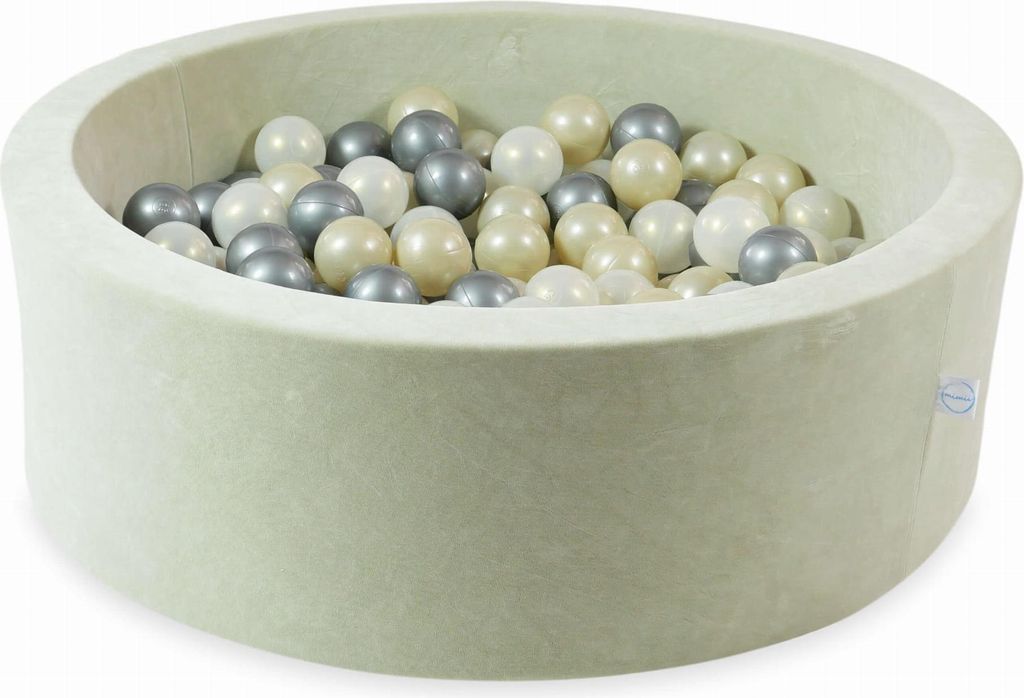 Trockenpool 90x30 Velvet Soft Light Mint mit 200 Bällen: Hellgold, Opalescent, Silber