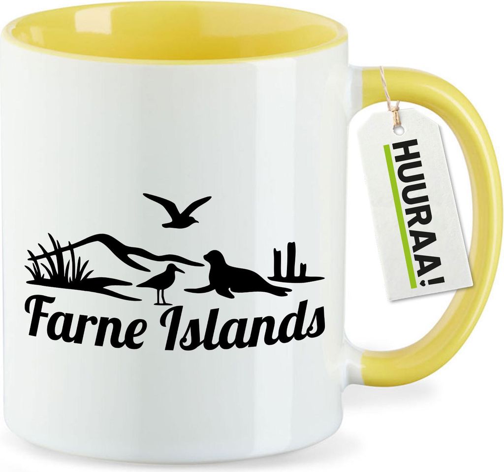 Huuraa Kaffeetasse Farne Islands Vereinigtes Königreich 330ml Gelb Keramik Kaffeebecher Geschenkidee