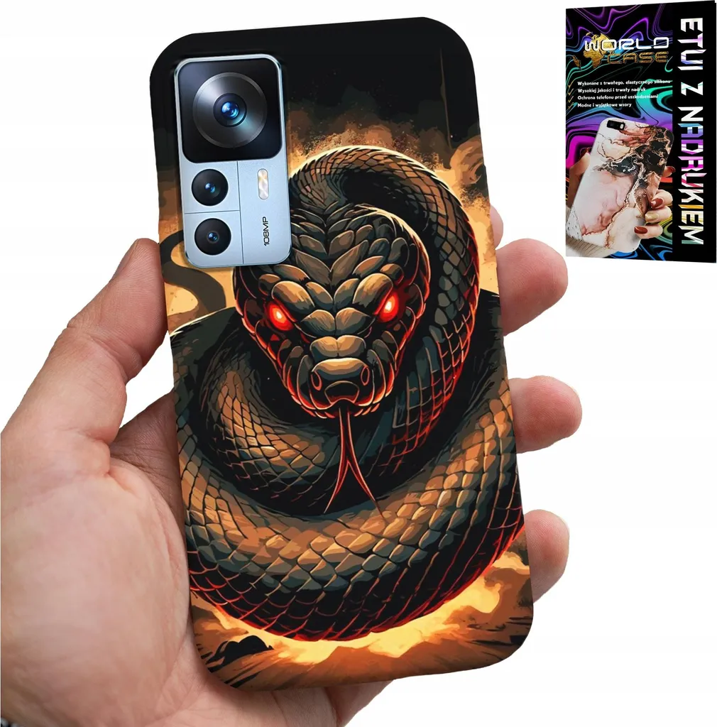 Custodia in Pelle di Serpente per Xiaomi 12T/12T Pro - Stile Vintage + Foil