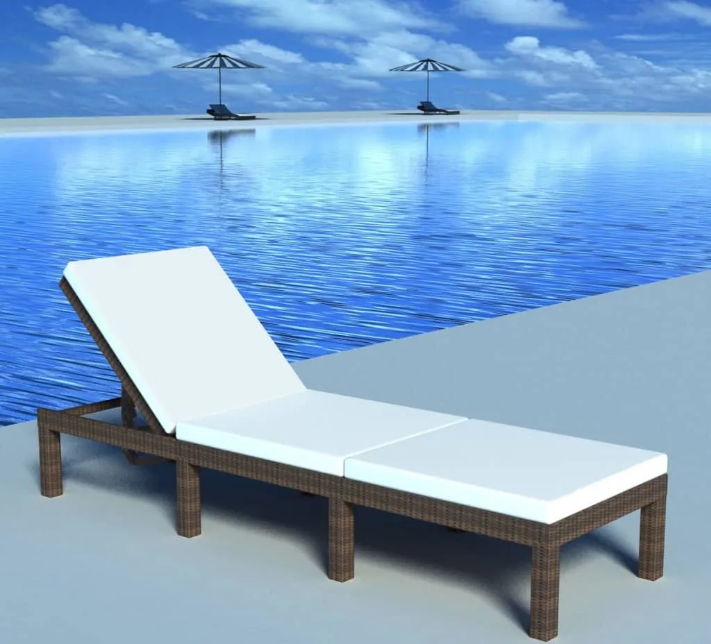 Chaise Longue Résine Tressée Brune Résistante avec Support vidaXL 195cm - 11